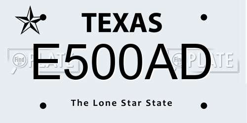 E500AD Texas License Plate