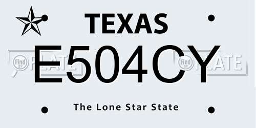 E504CY Texas License Plate