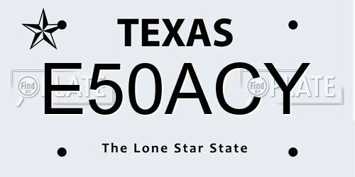 E50ACY Texas License Plate