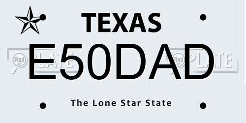 E50DAD Texas License Plate