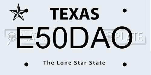 E50DAO Texas License Plate