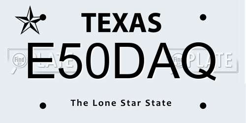 E50DAQ Texas License Plate