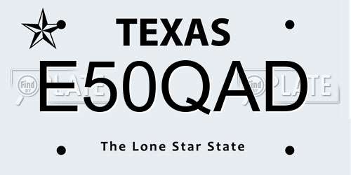 E50QAD Texas License Plate