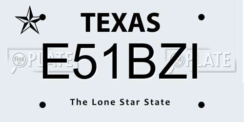 E51BZI Texas License Plate
