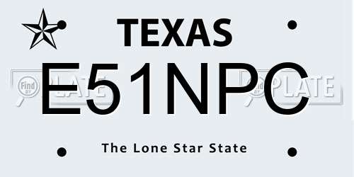 E51NPC Texas License Plate