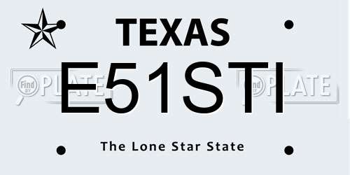 E51STI Texas License Plate
