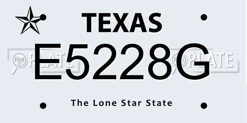 E5228G Texas License Plate