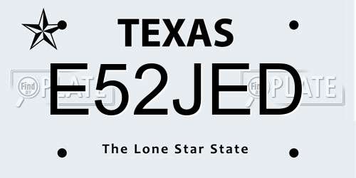 E52JED Texas License Plate