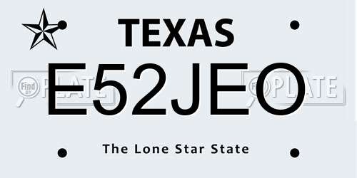 E52JEO Texas License Plate