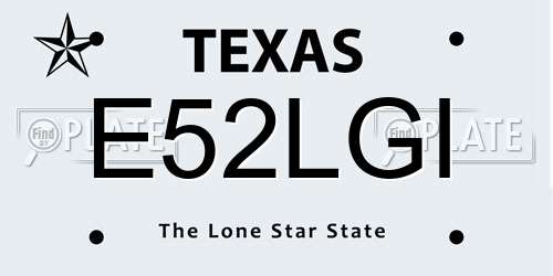 E52LGI Texas License Plate