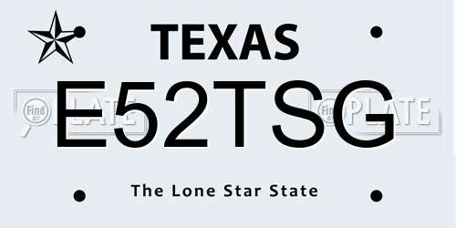 E52TSG Texas License Plate