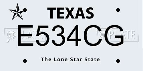 E534CG Texas License Plate