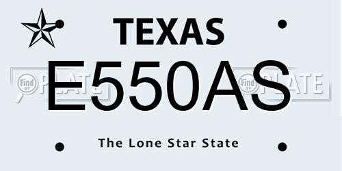 E550AS Texas License Plate