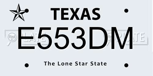 E553DM Texas License Plate