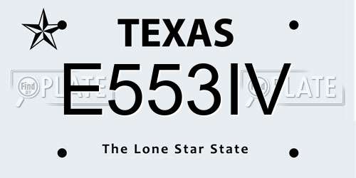 E553IV Texas License Plate
