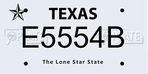 E5554B Texas License Plate