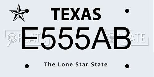 E555AB Texas License Plate
