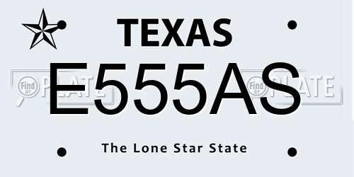 E555AS Texas License Plate