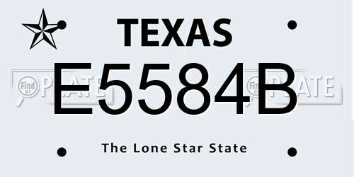 E5584B Texas License Plate