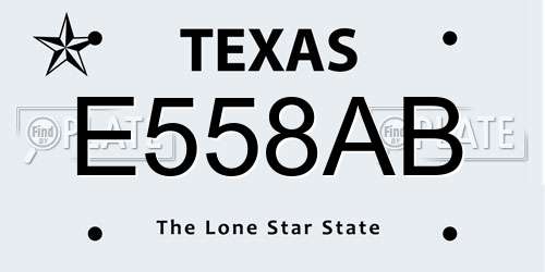E558AB Texas License Plate