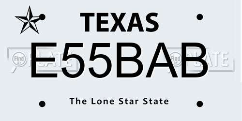 E55BAB Texas License Plate
