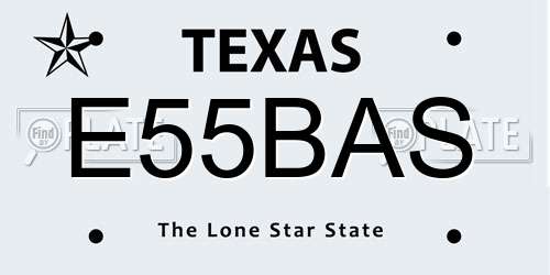 E55BAS Texas License Plate