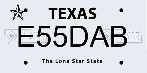 E55DAB Texas License Plate