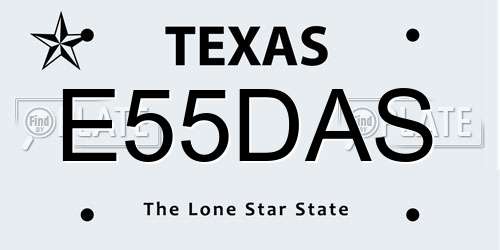 E55DAS Texas License Plate