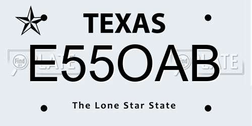 E55OAB Texas License Plate