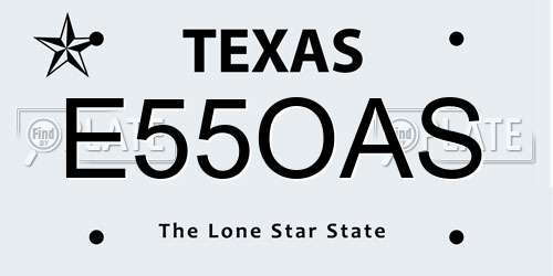 E55OAS Texas License Plate