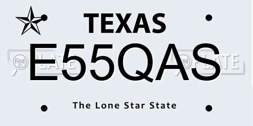 E55QAS Texas License Plate