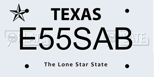 E55SAB Texas License Plate
