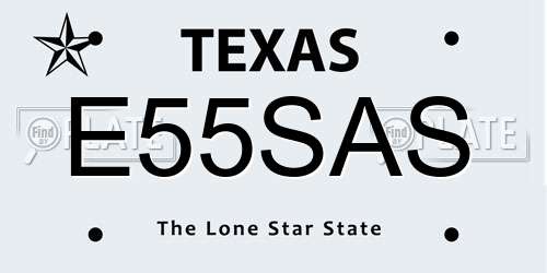 E55SAS Texas License Plate