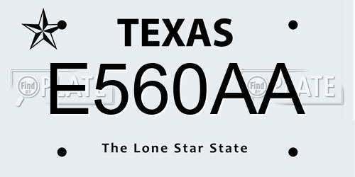 E560AA Texas License Plate