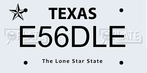 E56DLE Texas License Plate