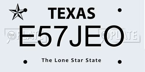 E57JEO Texas License Plate