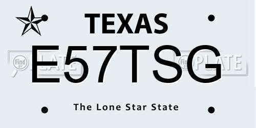 E57TSG Texas License Plate