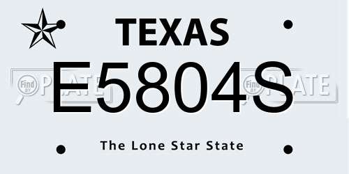 E5804S Texas License Plate