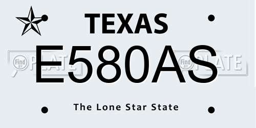 E580AS Texas License Plate