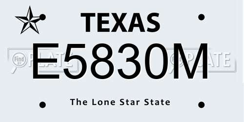 E5830M Texas License Plate