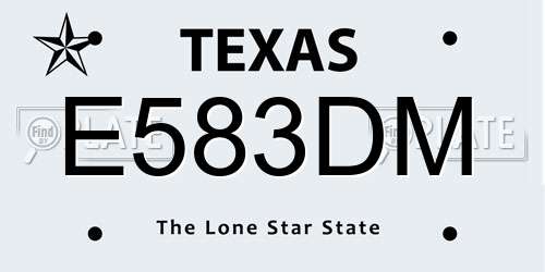 E583DM Texas License Plate