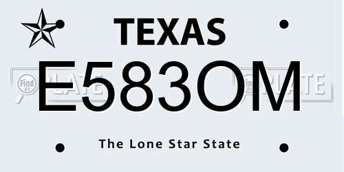 E583OM Texas License Plate