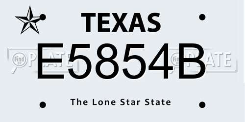 E5854B Texas License Plate