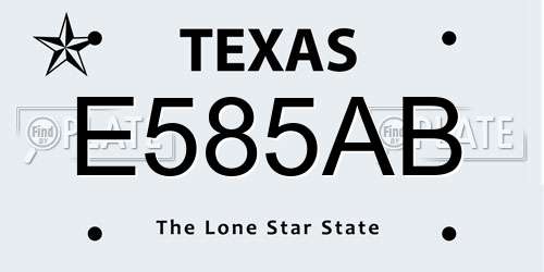 E585AB Texas License Plate
