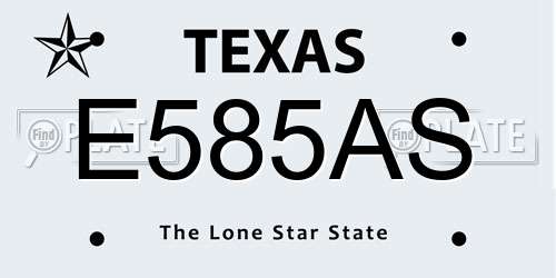 E585AS Texas License Plate