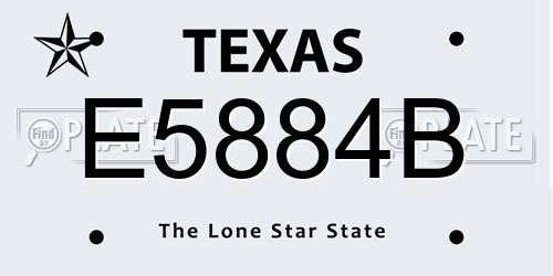 E5884B Texas License Plate