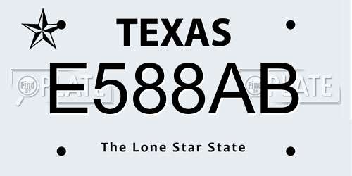 E588AB Texas License Plate