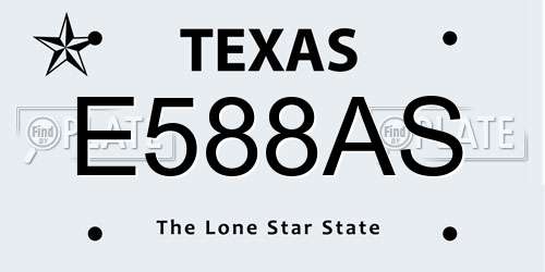 E588AS Texas License Plate