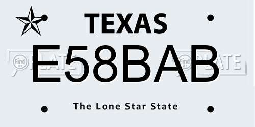 E58BAB Texas License Plate