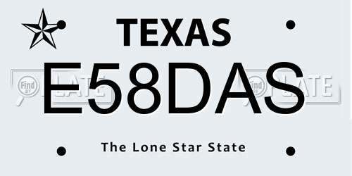 E58DAS Texas License Plate